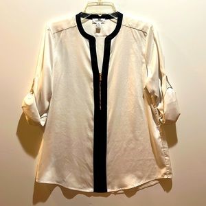 Calvin Klein White and Black Blouse Sz M